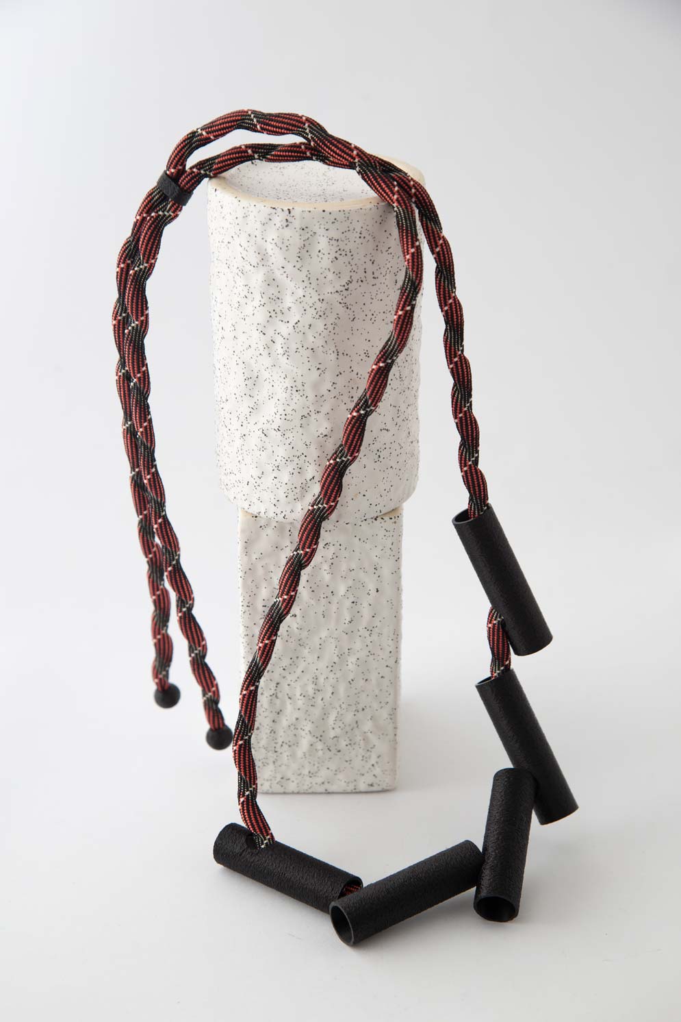 Tube Necklace 5 Tubes - Black/Burgundy