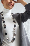 Yayoi Necklace Long Dots - Silver/Black/Pewter